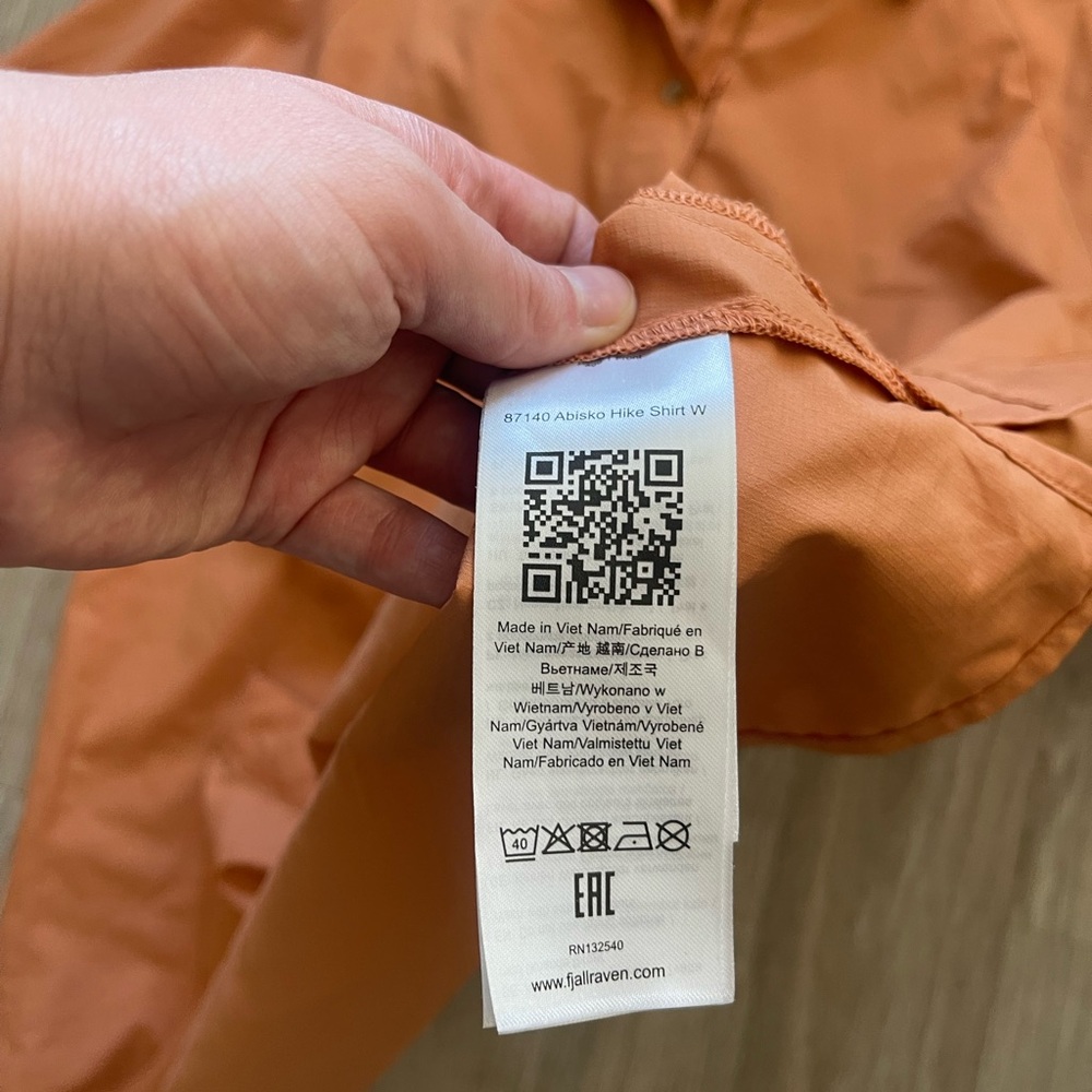 Fjällräven Abisko Hike Shirt W Orange Button Front Size M - Picture 5 of 6